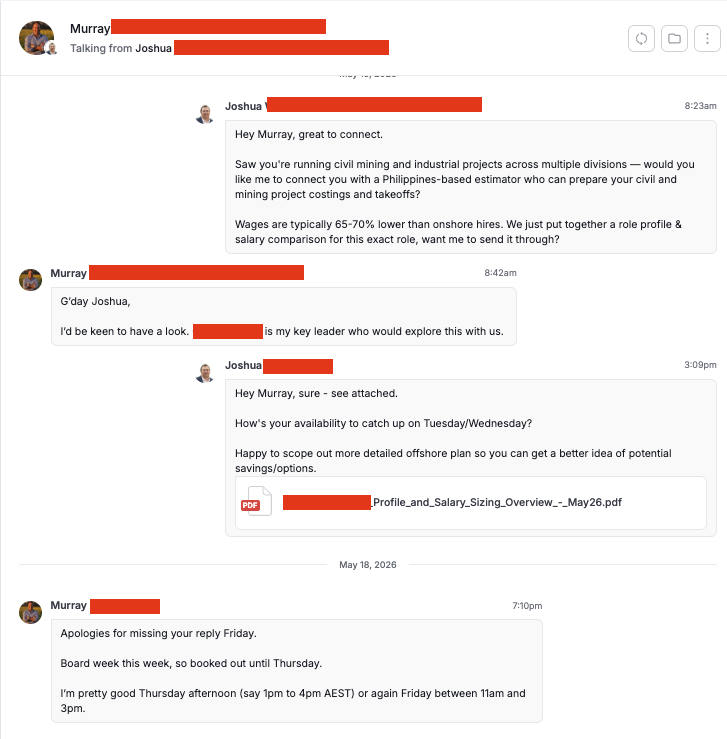 Offshore staffing conversation