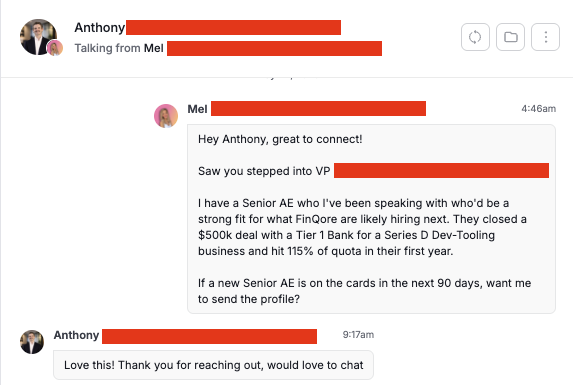 Senior sales recruitment conversation